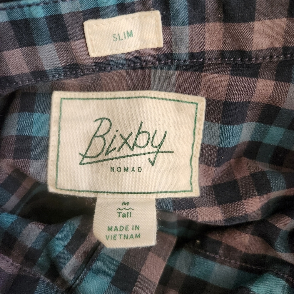 Bixby Nomad Gingham Slim Button Up Size Medium Tall - Picture 6 of 6